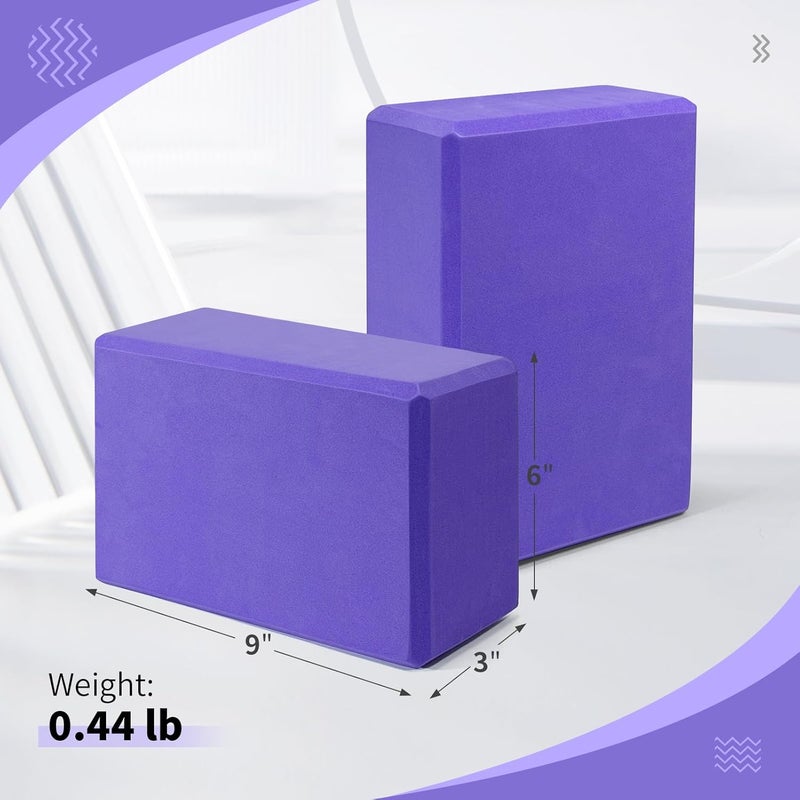 Corsiampoo Yoga Blocks 2 Pack 9x6x3 Inches, Sturdy Foam Yoga Block, Premium EVA, Non Slip High Density for Pilates Meditation, Stretching and Toning - Image 2